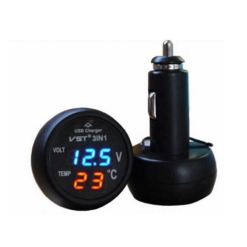 12.9 - Βολτόμετρο Θερμόμετρο Αυτοκινήτου και Ταχυφορτιστής USB
