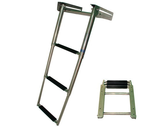 205.19 - Σκάλα Inox Πτυσσόμενη Πλατφόρμας Με 3 Σκαλοπάτια Μήκους 85cm