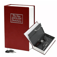19.9 - Μεταλλικό Βιβλίο Χρηματοκιβώτιο Ασφαλείας με Κλειδί Χρώμα Μπορντώ  -265 x 200 x 65mm