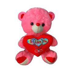 24.9 - Ροζ ​Λούτρινο Αρκουδάκι Μεγάλο Αγίου Βαλεντίνου με Καρδιά  40cm