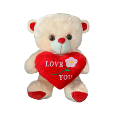 24.9 - ​Λούτρινο Αρκουδάκι Μεγάλο Αγίου Βαλεντίνου με Κόκκινη Καρδιά  40cm