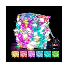 24.9 - Έξυπνα Λαμπάκια Ρεύματος USB 20m 200 LED με Διάφανο Καλώδιο, App Κινητού και Χειριστήριο Χρώματος Πολύχρωμα