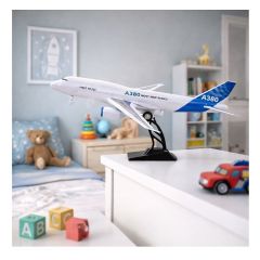 19.9 - Μεγάλο Παιδικό Αεροπλάνο A380 68cm με Φωτισμό, Μουσική και Βάση Στήριξης