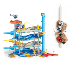 49.9 - Παιχνιδολαμπάδα  Γκαράζ 3 Επιπέδων Με 2 Οχήματα , Ελικόπτερο και Λαμπάδα Χειροποίητη