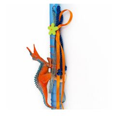 14.9 - Χειροποίητη Πασχαλινή Λαμπάδα Δεινόσαυρος Στρογγυλή 38cm