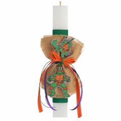 13.9 - Χειροποίητη Πασχαλινή Λαμπάδα Χελωνονιντζάκια Πλακέ 35cm