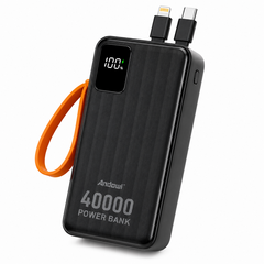34.9 - Power Bank 40000mAh  με Ενσωματωμένα Καλώδια Τype C και IOS
