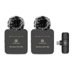 46.9 - Ασύρματο Μικρόφωνο Πέτου Διπλό με Έναν Δέκτη Για Κινητό και Βίντεο- Type C