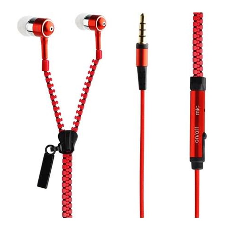 8.9 - Ακουστικά με Μικρόφωνο Χρώματος Κόκκινο Zipper
