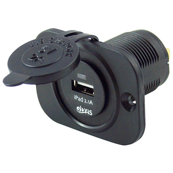 21.08 - Παροχή Ρεύματος Για USB Μονή Χρώμα Μαύρο